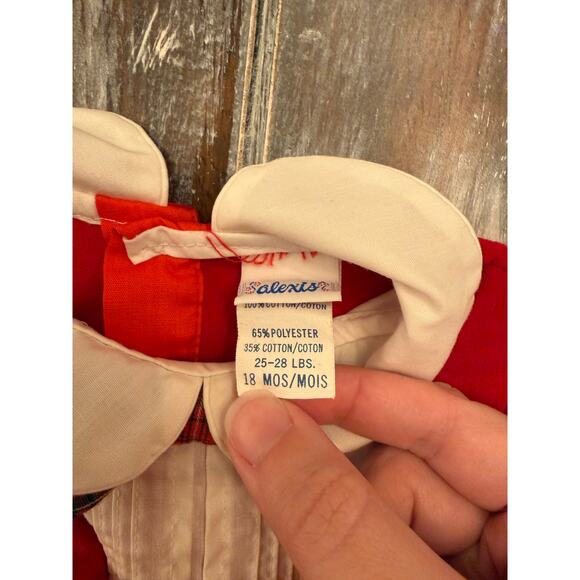 Vintage Alexis Red Velvet Baby Boy Holiday Romper Suit Size 18 Months - Picture 3 of 4